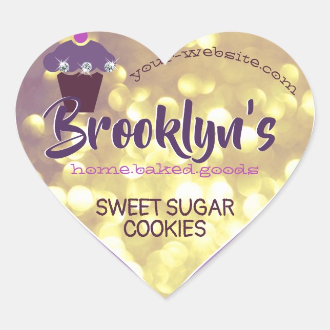 Sticker Cœur Glamour de luxe Purple Gold Parties scintillant Cu (Devant)