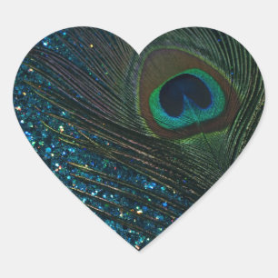 Sticker Cœur Glitter Aqua Peacock