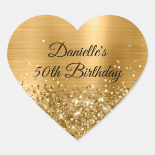 Sticker Cœur Glittery Gold Foil 50e anniversaire