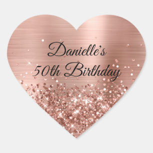 Sticker Cœur Glittery Rose Gold Foil 50e anniversaire