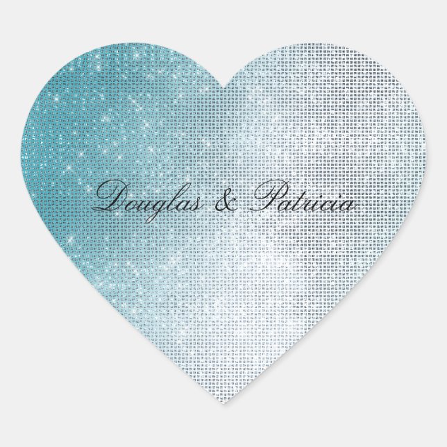 Sticker Cœur Glitzy Aqua Ombre Sparkle (Devant)