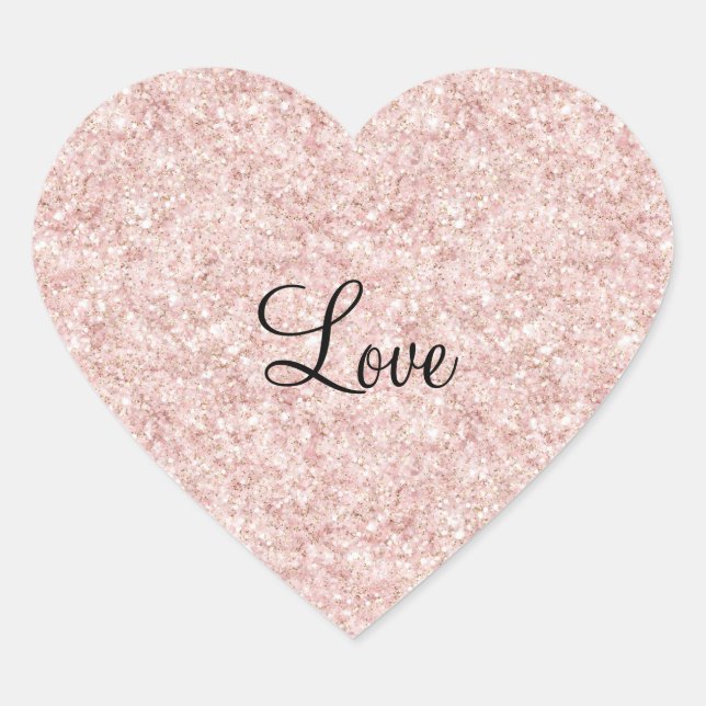 Sticker Cœur Glitzy Blush Pink Glitter Love (Devant)