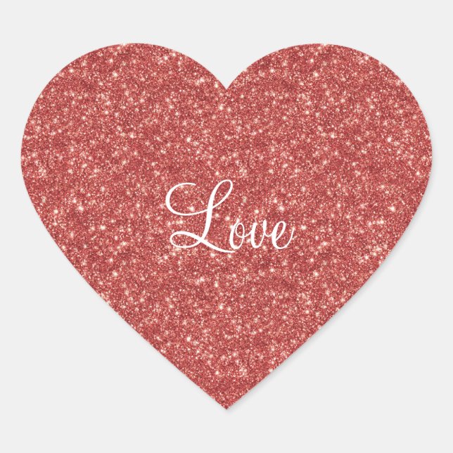 Sticker Cœur Glitzy Red Glitter Love (Devant)