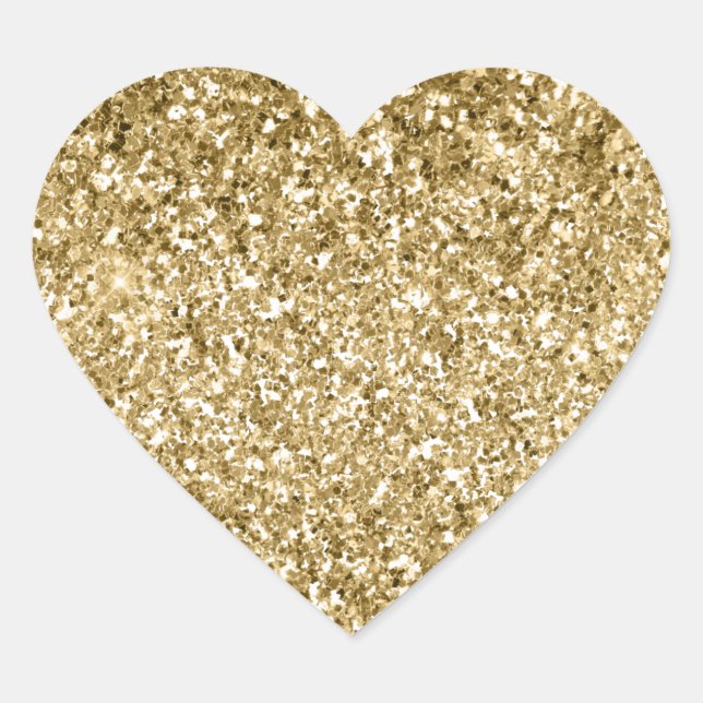 Sticker Cœur Glitzy Sparkle Gold Parties scintillant (Devant)