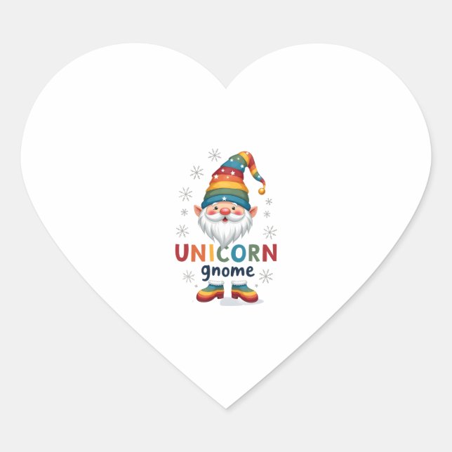 Sticker Cœur Gnome Unicorn Shirt Family Matching Group Christma (Devant)