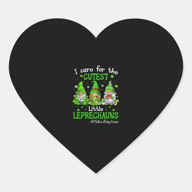 Sticker Cœur Gnomes Mère Bébé Infirmière St Patrick's Day Lepre (Devant)
