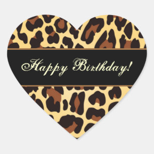 Sticker Cœur Gold Black Leopard Joyeux anniversaire