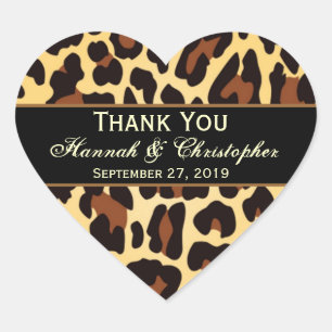 Sticker Cœur Gold Black Leopard Mariage Merci marié
