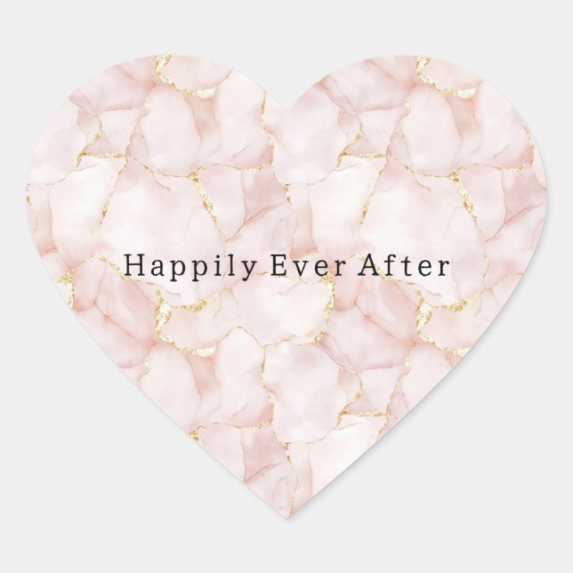Sticker Cœur Gold Blush Pink Rose Petals Floral Wedding (Devant)