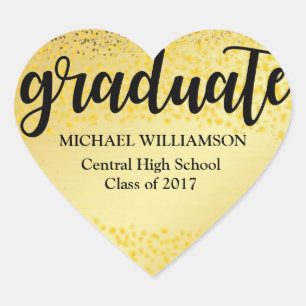 Sticker Cœur Gold et Black personnalisés 2018 Graduation cardia