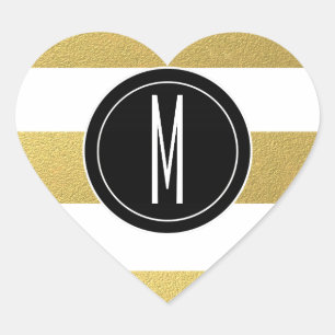 STICKER CŒUR GOLD FOIL STRIPES MONOGRAM NOIR