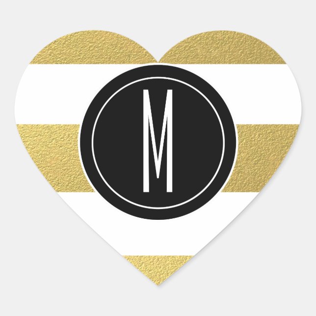 STICKER CŒUR GOLD FOIL STRIPES | MONOGRAM NOIR (Devant)
