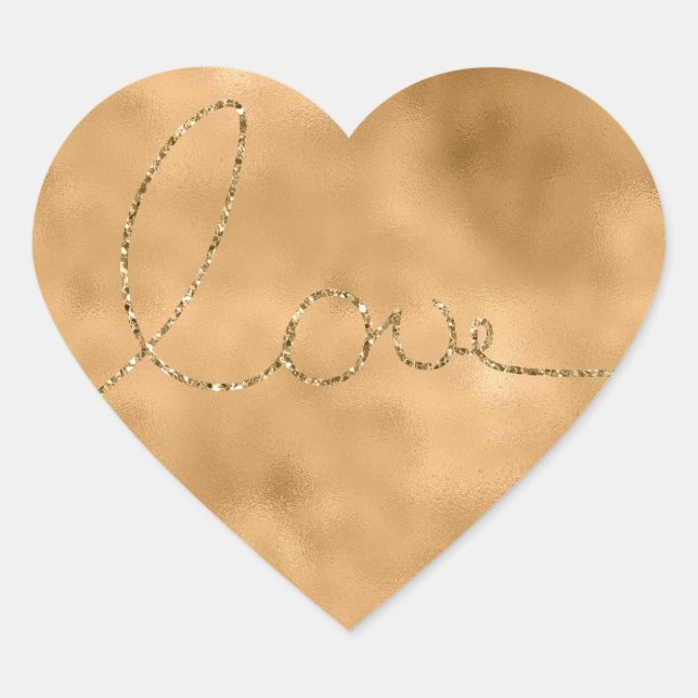 Sticker Cœur Gold Glam Parties scintillant Amour Coeur (Devant)