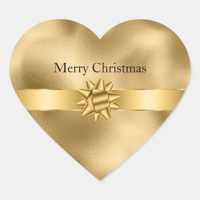 Sticker Cœur Gold Glam Ribbon and Bow Christmas (Devant)