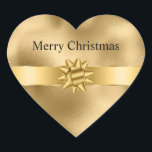Sticker Cœur Gold Glam Ribbon et Bow Christmas<br><div class="desc">Gold Glam Ribbon et Bow Christmas</div>