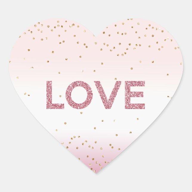 Sticker Cœur Gold Glitzy Sparkle Confetti Pink Glitter Love     (Devant)