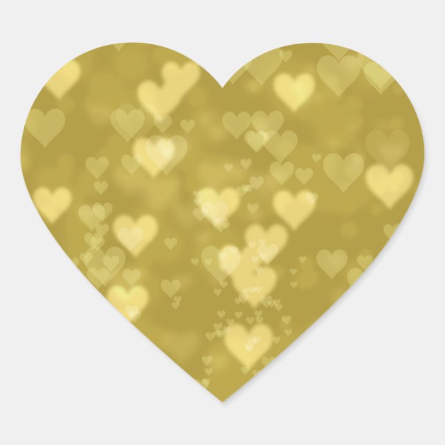Sticker Cœur Gold Hearts Bokeh (Devant)