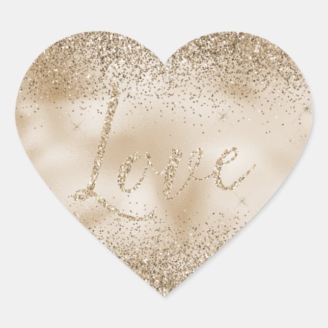 Sticker Cœur Gold Luxe Parties scintillant Love (Devant)