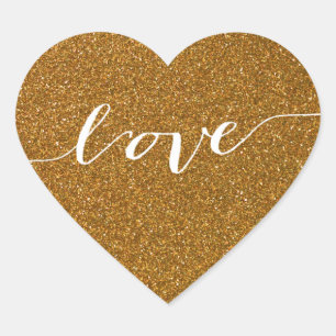 Sticker Cœur Gold Parties scintillant Amour Coeur Mariage Faveu