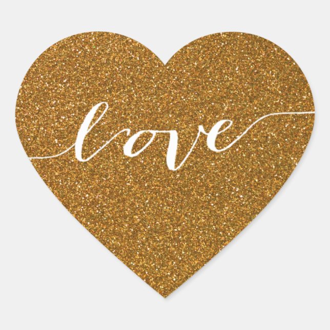 Sticker Cœur Gold Parties scintillant Amour Coeur Mariage Faveu (Devant)
