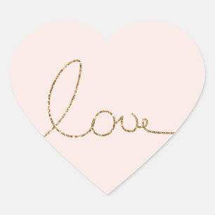 Sticker Cœur Gold Parties scintillant Love Pink Shell