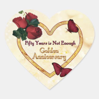 Sticker Cœur Golden 50 Anniversaire Coeur
