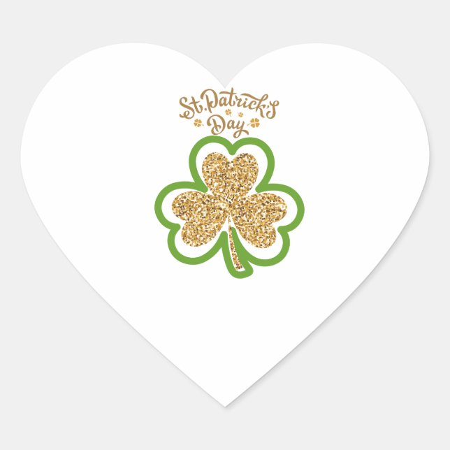 Sticker Cœur Golden Illustrated Minimalist St. Patrick's Day (Devant)