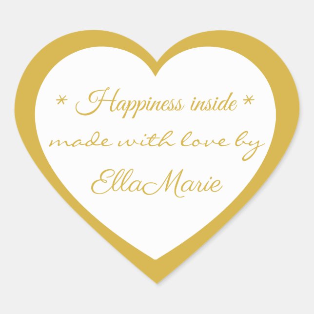 Sticker Cœur Golden Made with love by X, Custom Elegant   (Devant)