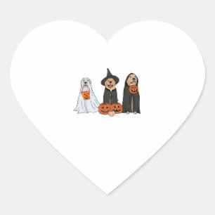 Sticker Cœur Golden Retriever Ghost Halloween Tricoter Ou Treat