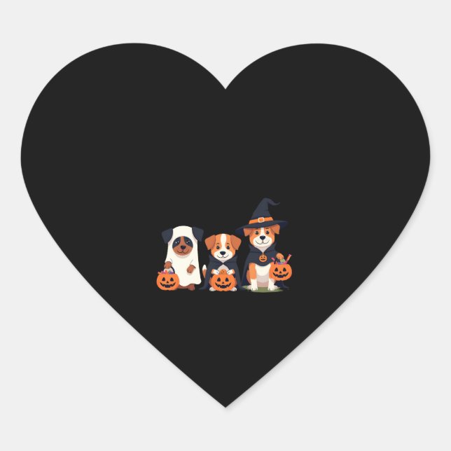 Sticker Cœur Golden Retriever Ghost Halloween Tricoter Ou Treat (Devant)