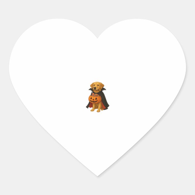 Sticker Cœur Golden Retriever Halloween Chien avec bonbon Citro (Devant)