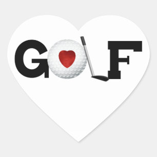 Sticker Cœur Golf Avec T-shirts et cadeaux de golf Ball