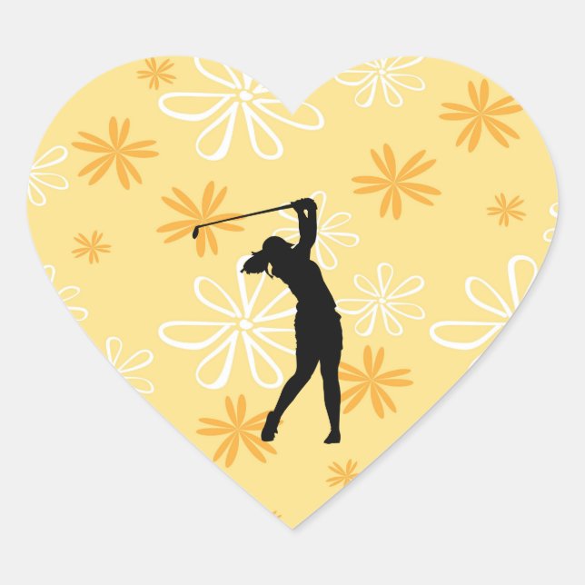 Sticker Cœur Golfer Golf Sports Personne Silhouette (Devant)