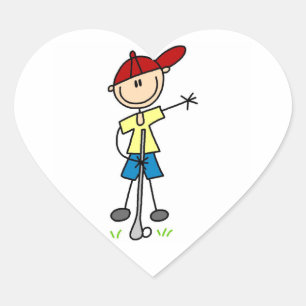 Sticker Cœur Golfeur masculin en bonhomme allumette