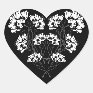 Sticker Cœur Gothique Art Nouveau Fleur Coeur
