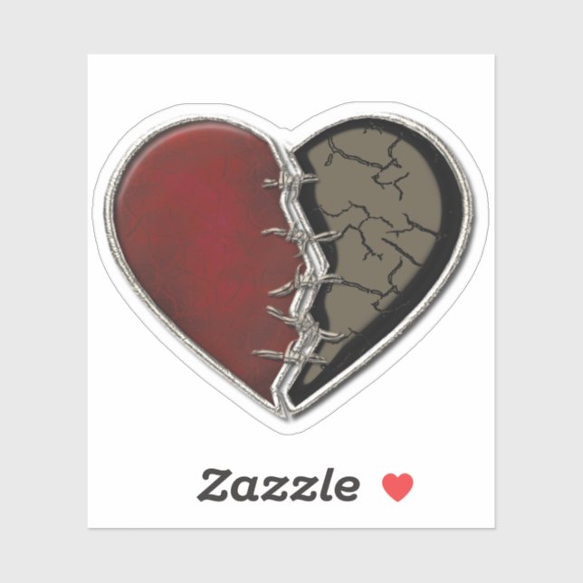 Sticker Coeur gothique Pierre noire rouge (Feuille)