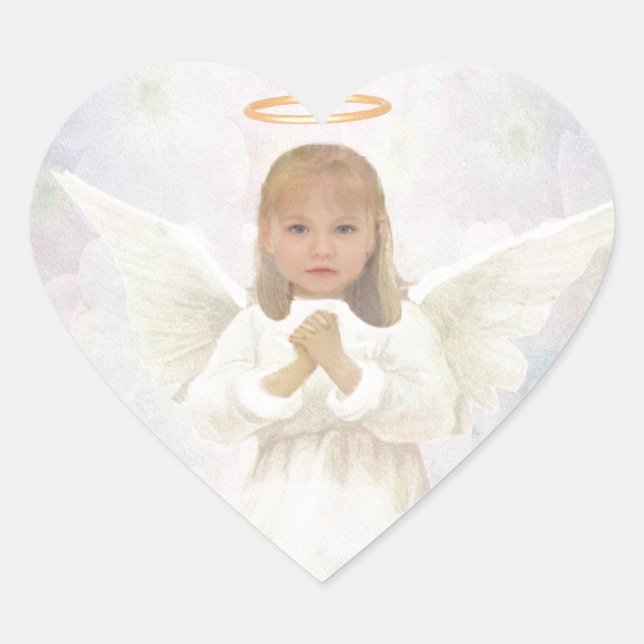 Sticker Cœur Gracieux - Petite fille Ange prier (Devant)
