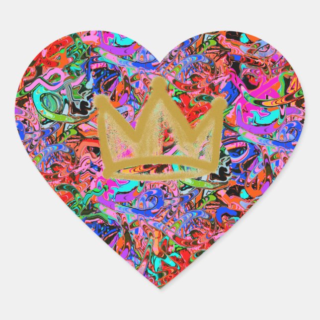 Sticker Cœur Graffiti de rue avec couronne (Devant)