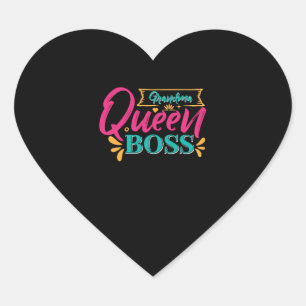 Sticker Cœur Grand-mère Queen Boss Super Grand-grand-mère Grand