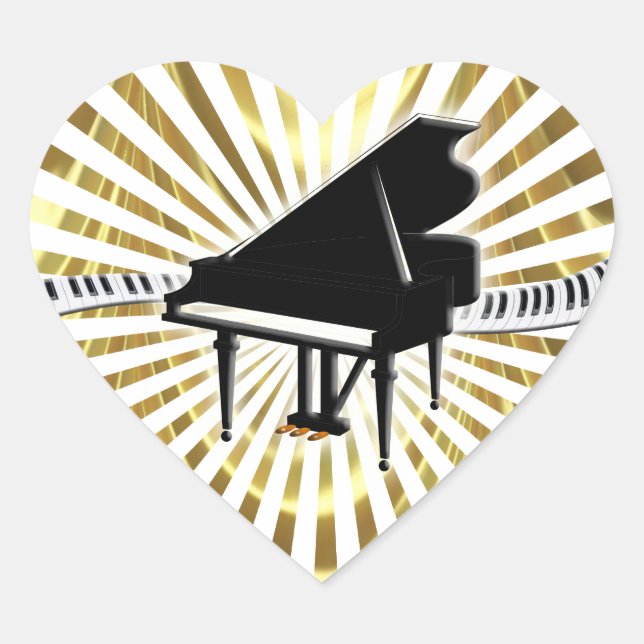 Sticker Cœur Grand piano et clavier (Devant)