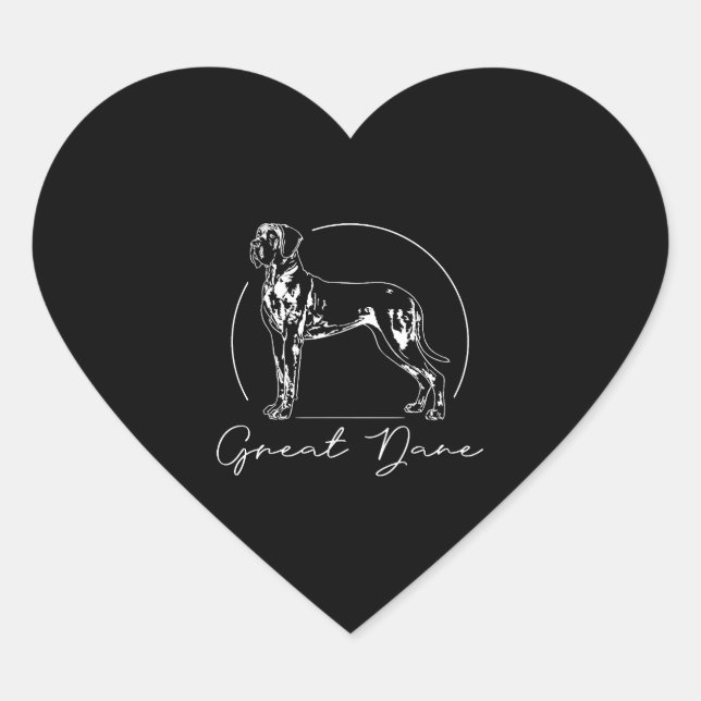 Sticker Cœur Grande mère de chien portrait Dane (Devant)