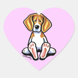 Sticker Cœur Grands pieds de -Laisse Art™ de beagle
