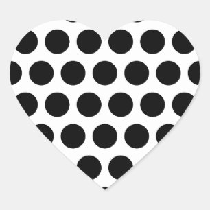 Sticker Cœur Grands pois blancs et noirs