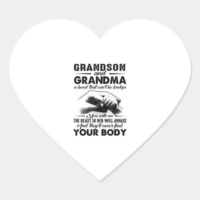 Sticker Cœur Grandson et grand-mère Bond. (Devant)