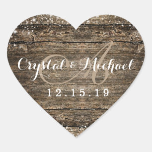 Sticker Cœur Grange rustique Flammes de neige en bois Mariage h