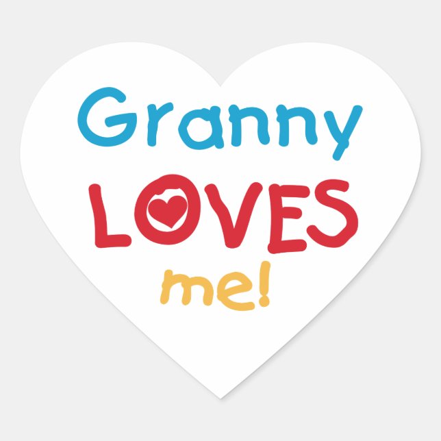 Sticker Cœur Granny Loves Me Tshirts et cadeaux (Devant)