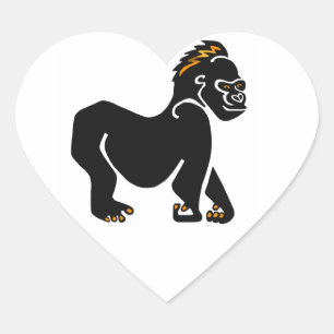Sticker Cœur Graphique cool GORILLA - singe -primate -