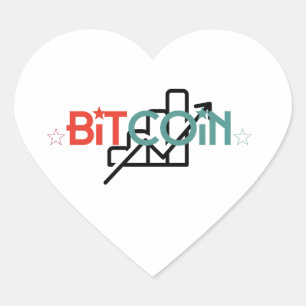 Sticker Cœur "Graphique de croissance Bitcoin Rouge Vert Design