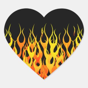 Sticker Cœur Graphique Flames Hot Racing