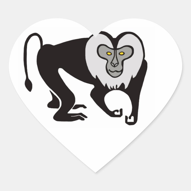 Sticker Cœur Graphique J'aime les MACAQUES à queue de lion - Fa (Devant)